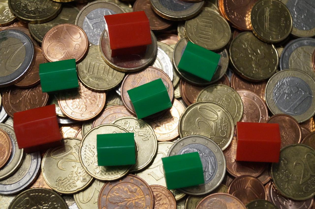 Coins on table