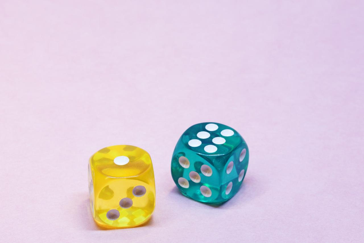 Two dice, one showing 1 and the other 6